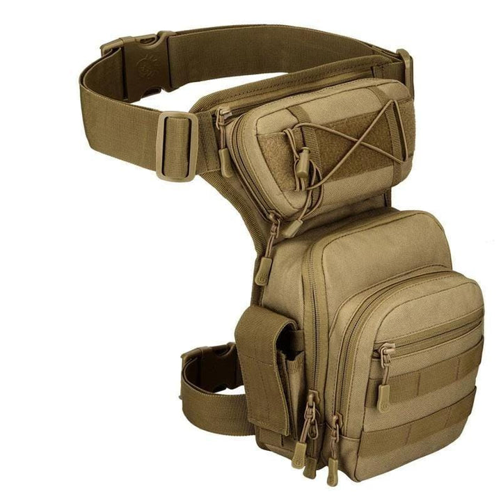Unisex outdoor thigh bag for hiking & waist carry, waterproof nylon, molle system, adventure gear