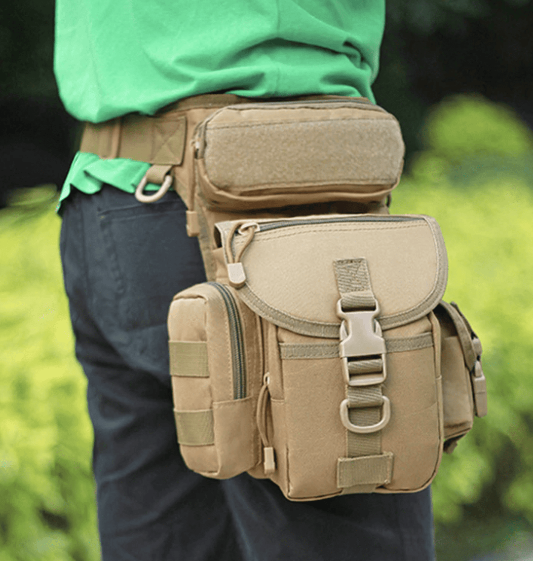 Adventure-ready thigh bag made from durable nylon, designed for rugged outdoor environments