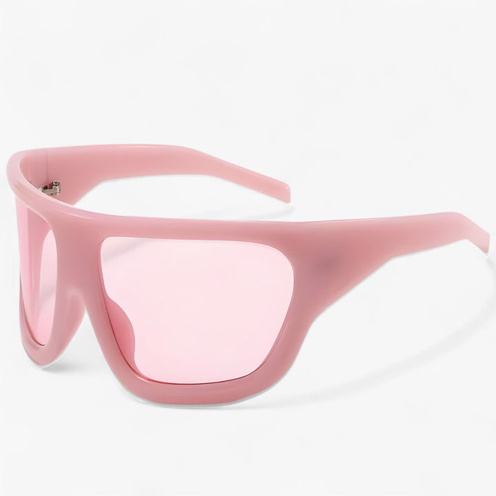 Y2K inspired oversized sunglasses, steampunk design with wraparound shield for UV400.