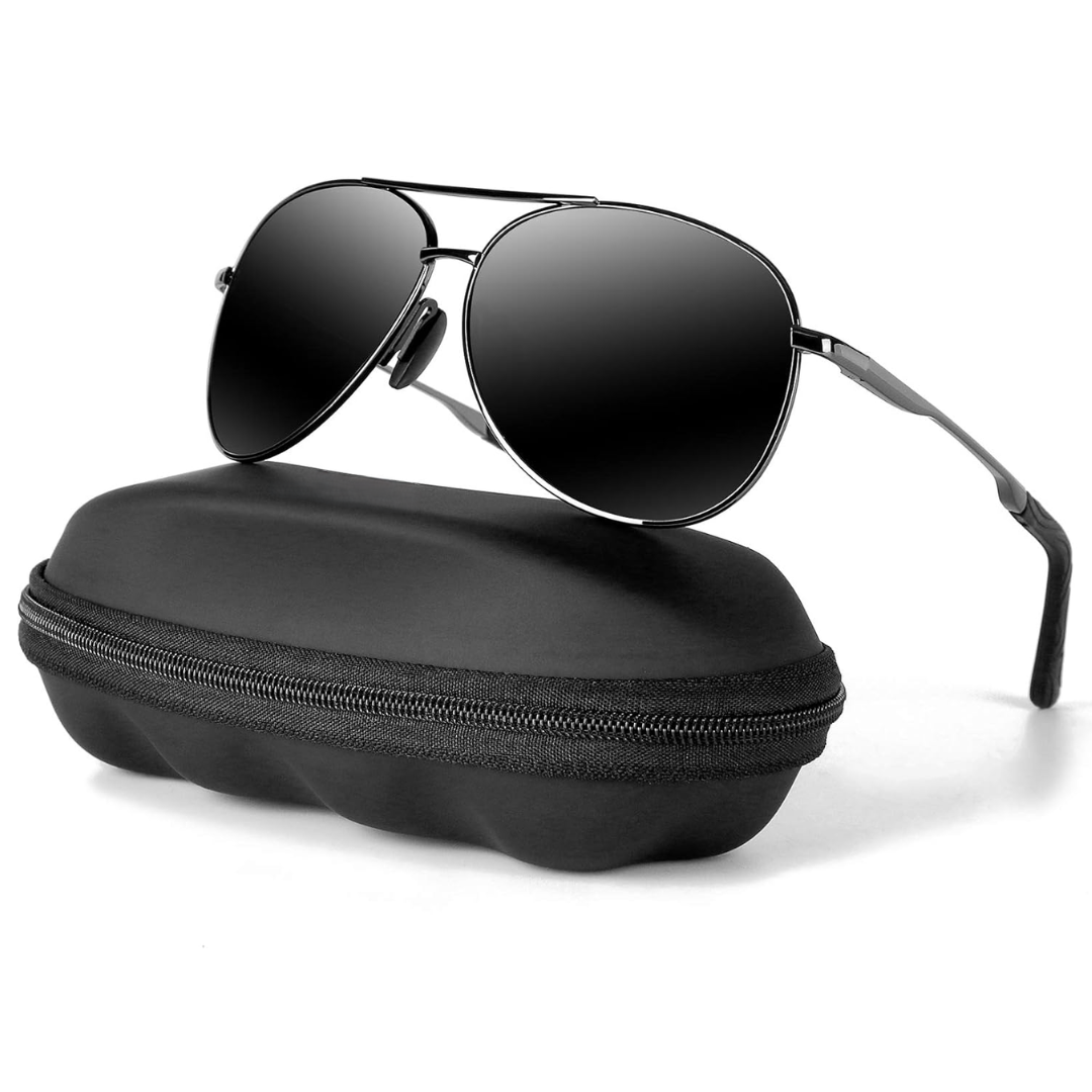 Unisex polarized aviator sunglasses. UV400 sun protection eyewear with a metal frame, ideal for driving & outdoor activities.