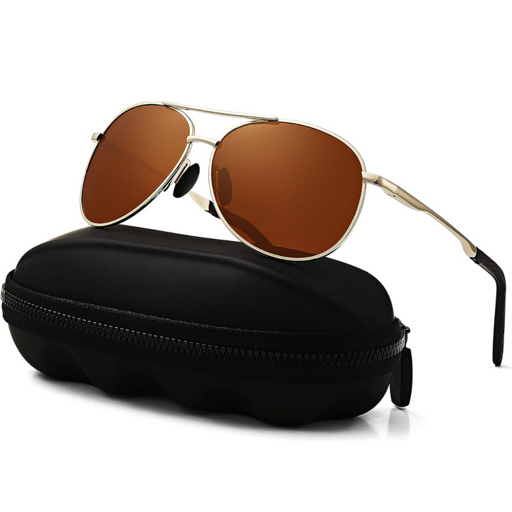 Drive safely with unisex polarized aviator sunglasses. UV400 protection eyewear for all outdoor adventures.