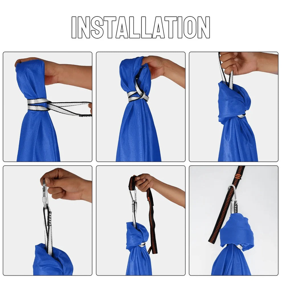 Unisex sensory swing hammock for indoor and outdoor use, blue, crafted fabric supporting up to 300 kg, transforms any space.