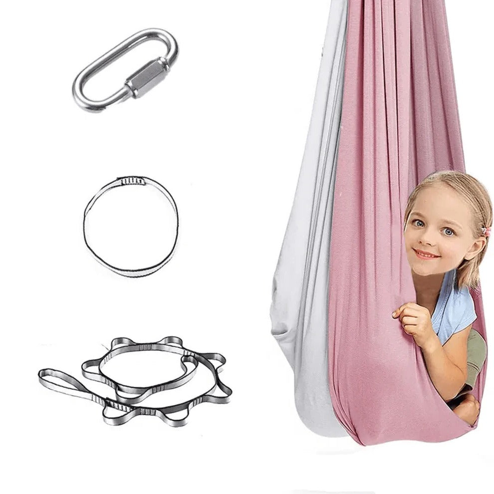 Unisex sensory swing hammock for indoor and outdoor use, blue, crafted fabric supporting up to 300 kg, transforms any space.
