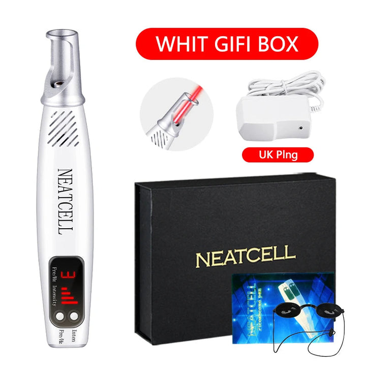 Unisex Smart Tattoo Removal Laser Pen for home use, targeting tattoos, dark spots, freckles, and acne scars.