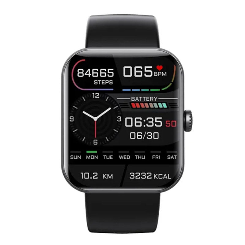 Smart health tracker: unisex smartwatch with non-invasive glucose, heart rate, & blood pressure monitoring.
