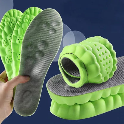 Unisex super soft running sport insoles with cushioning; ideal for comfort and support. Non-slip, black and gray visible deta