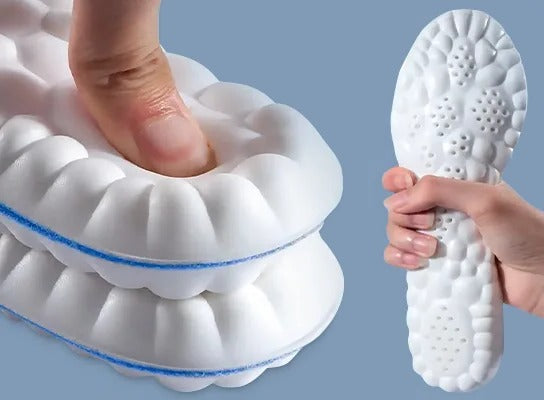 Unisex super soft running sport insoles with cushioning; ideal for comfort and support. Non-slip, black and gray visible deta