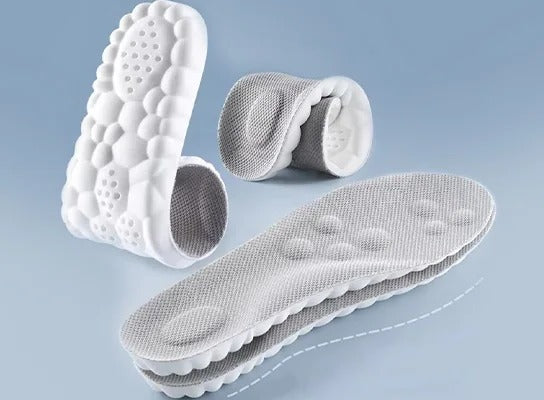 Unisex super soft running sport insoles with cushioning; ideal for comfort and support. Non-slip, black and gray visible deta