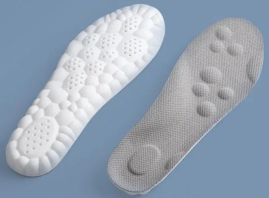 Unisex super soft running sport insoles with cushioning; ideal for comfort and support. Non-slip, black and gray visible deta