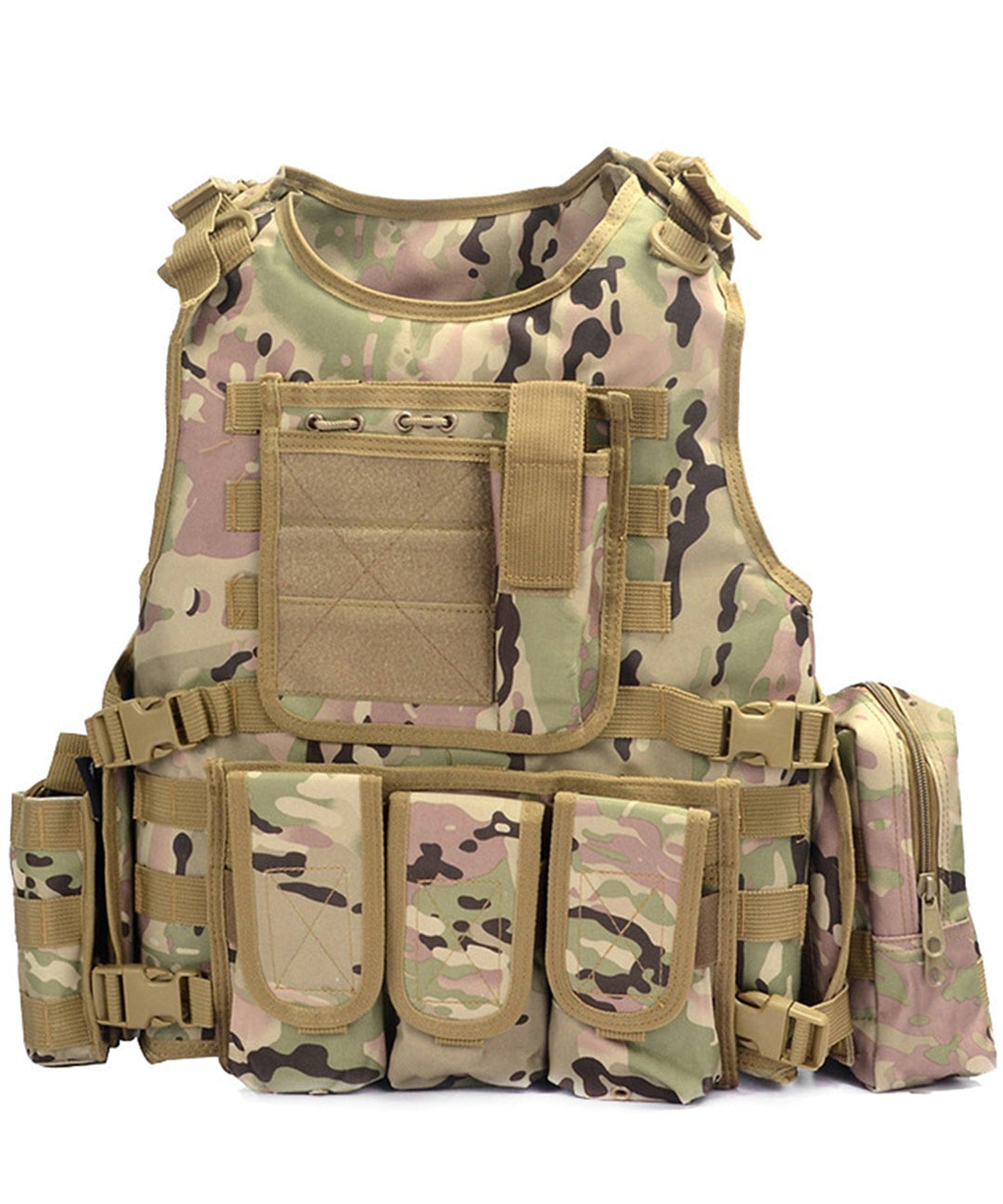 Unisex outdoor combat vest made from durable material, featuring adjustable straps and ample storage, perfect for tactical use