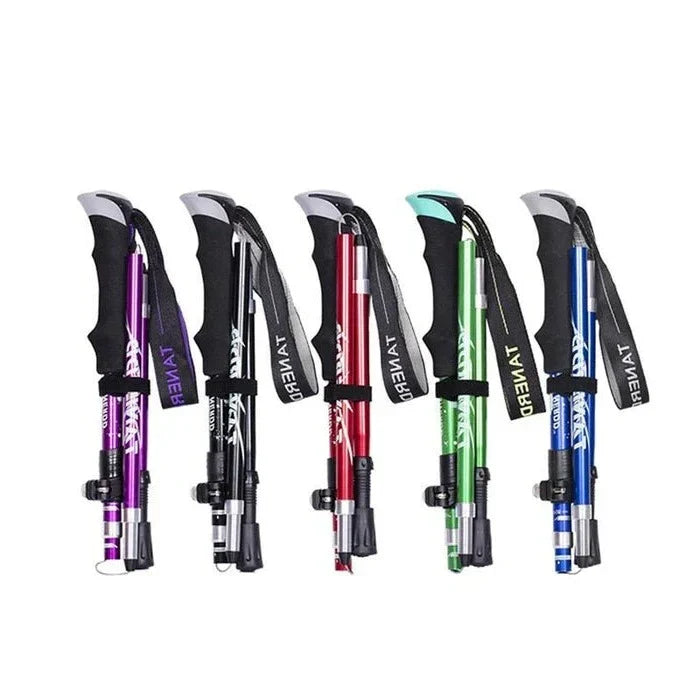 Ergonomic grip of a unisex hiking pole, highlighting its lightweight design and durable construction for trails.