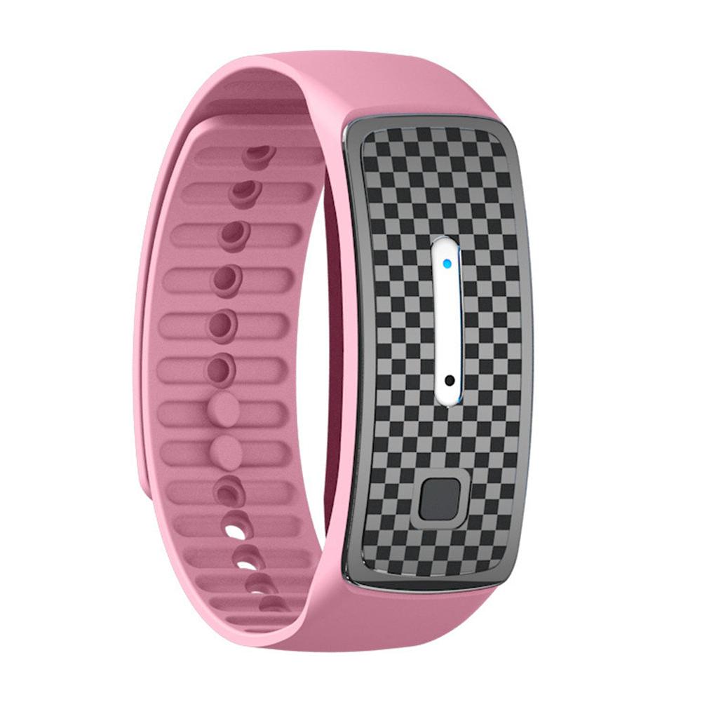 Unisex Ultrasonic Mosquito Repellent Bracelet in black, blue, or pink; sleek USB rechargeable design for stylish protection.