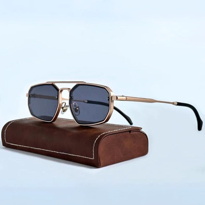 Fashionable unisex vintage rectangular polarized sunglasses, a stylish accessory for sun protection and eyewear.