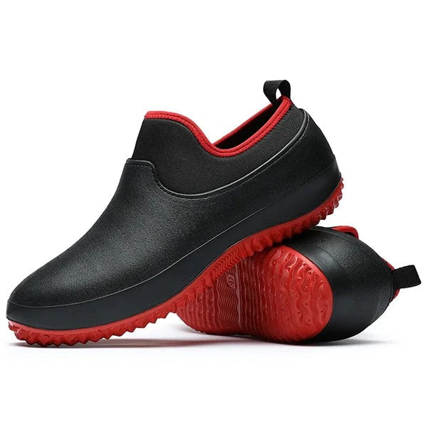 Unisex waterproof slip-on work shoes for all-day comfort, featuring non-slip soles and durable design.
