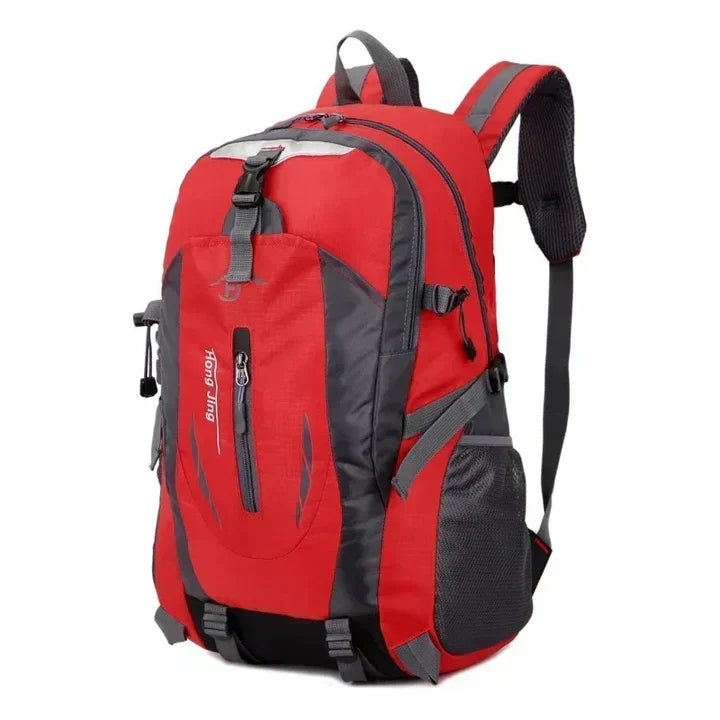 Ergonomic design of a waterproof travel daypack with padded straps, ideal for hiking & commuting.