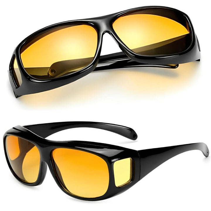Unisex yellow tint driving glasses for night glare reduction, enhancing night vision & road safety.