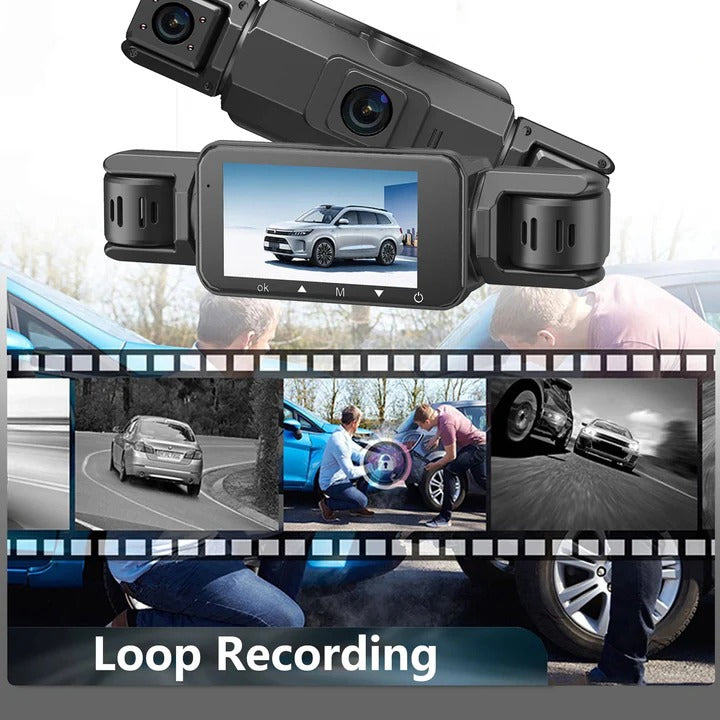 Universal 4-camera WiFi dash cam, car camera. Front/rear security, parking monitor, G-sensor, night vision.