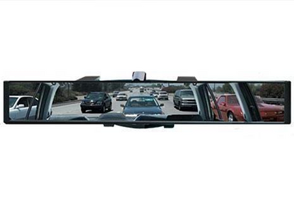 Universal wider view rearview mirror with 11.8" convex design, reducing blind spots; glass and ABS plastic; easy clip-on inst