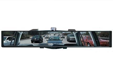 Universal wider view rearview mirror with 11.8" convex design, reducing blind spots; glass and ABS plastic; easy clip-on inst
