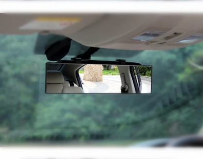 Universal wider view rearview mirror with 11.8" convex design, reducing blind spots; glass and ABS plastic; easy clip-on inst
