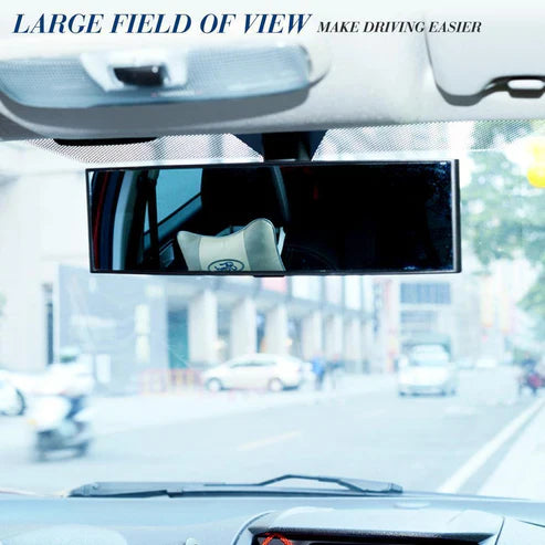 Universal wider view rearview mirror with 11.8" convex design, reducing blind spots; glass and ABS plastic; easy clip-on inst