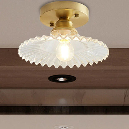Vintage - Inspired Ribbed Glass Ceiling Lamp - Semi - Flush Mount - Lexians