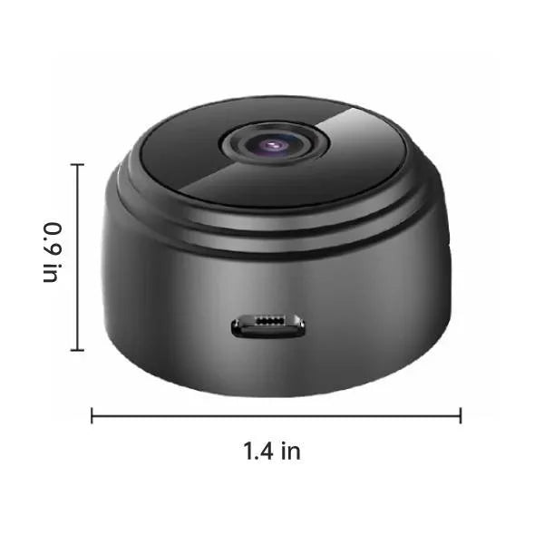 Waterproof wireless RV backup camera, 360° rotation, black with infrared LEDs, mounted on metal surface, enhancing safety.