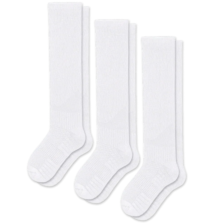 Unisex white comfort socks with gentle compression, perfect for all-day support and health