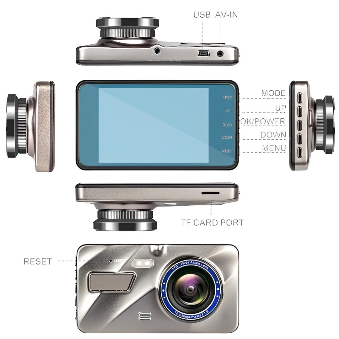 Wireless Dash Cam with Night Vision, Front & Rear Cameras - Lexians