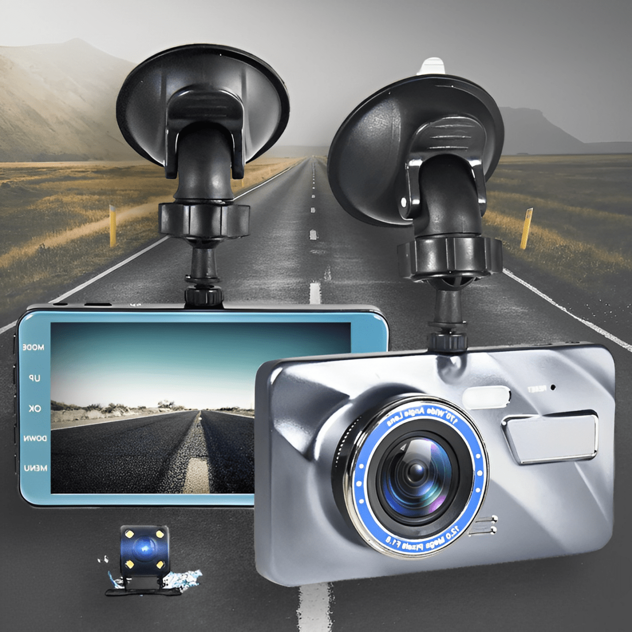 Wireless Dash Cam with Night Vision, Front & Rear Cameras - Lexians