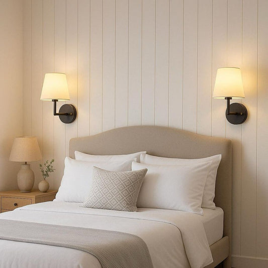 Wireless Dimmable Fabric Wall Light Set with Free Bulbs - Lexians