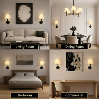 Wireless Dimmable Fabric Wall Light Set with Free Bulbs - Lexians