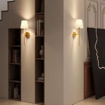 Wireless fabric wall lamp set with warm adjustable lighting, featuring a chic, modern design in various stylish finishes.