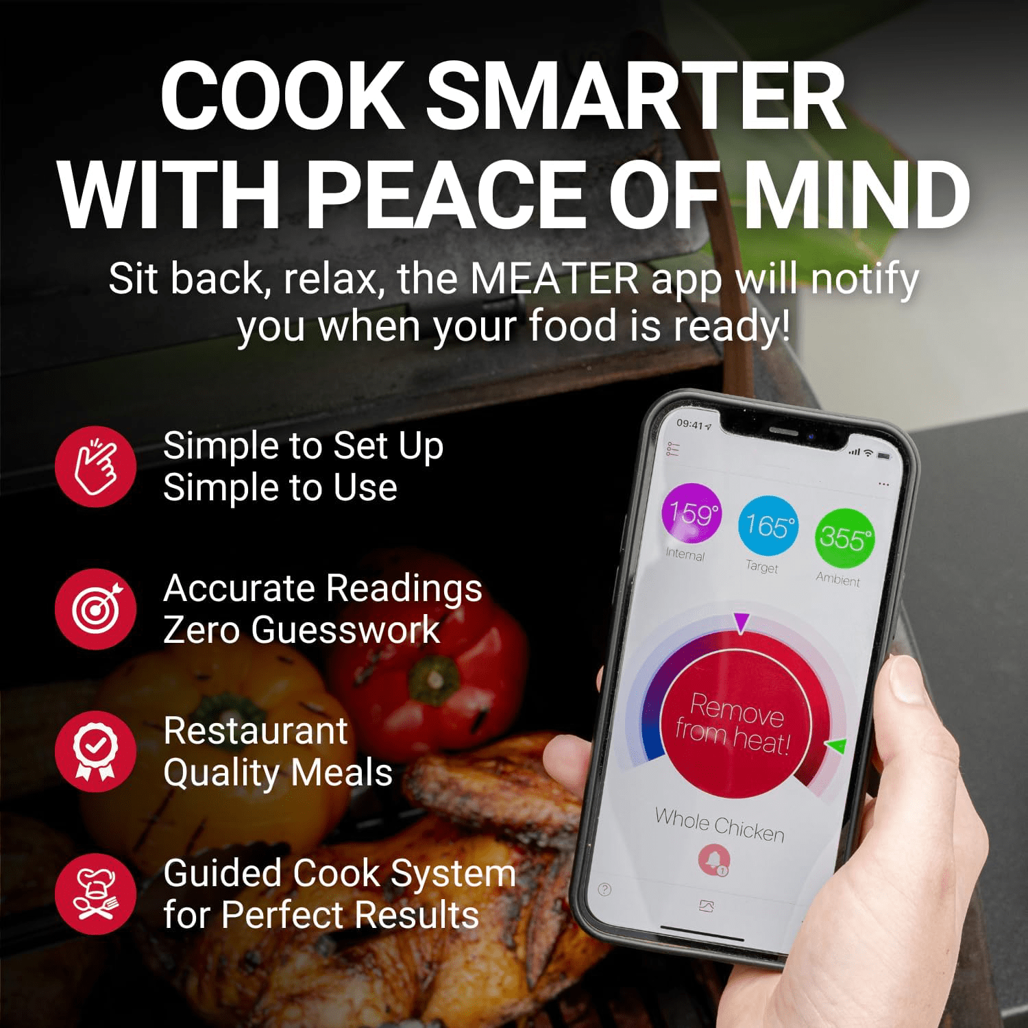 Wireless Smart Bluetooth Meat Thermometer - Gold - Lexians