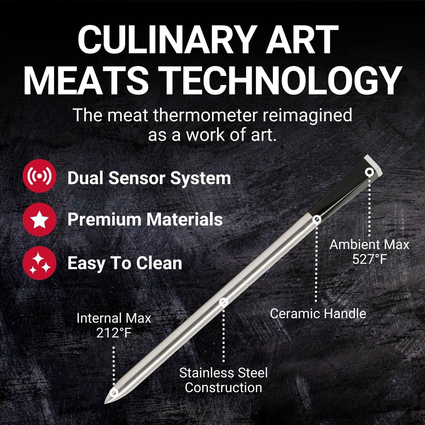 Wireless Smart Bluetooth Meat Thermometer - Gold - Lexians