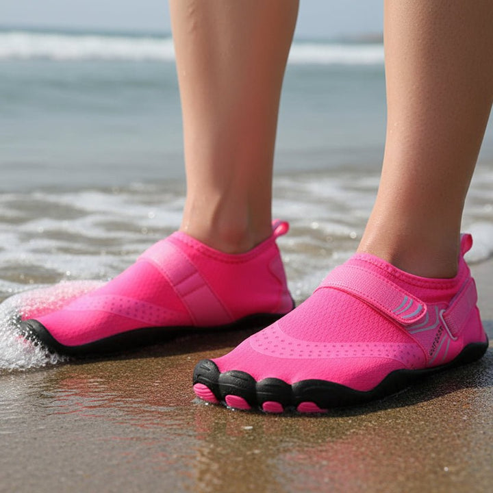 Durable women's barefoot hiking water shoes. Flexible quick-dry outdoor footwear for active women.