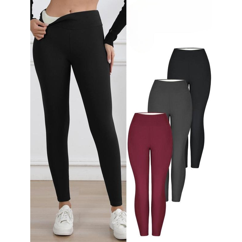 Cozy women's high-waist fleece leggings, perfect thermal activewear for cold weather