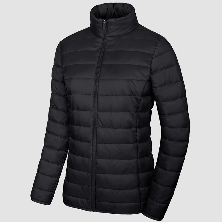 Cuffed sleeves on a women's lightweight quilted puffer jacket, emphasizing comfort and fall style.