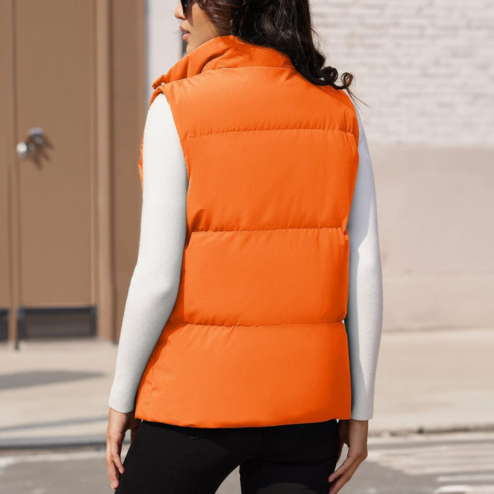 Stylish women's lightweight quilted puffer vest in a striking blue, perfect for fall fashion