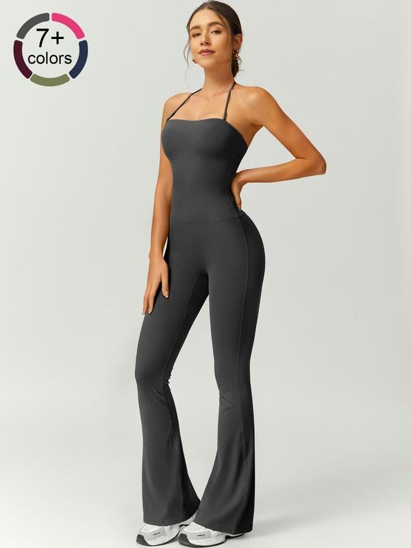 Women's elegant flare jumpsuit, comfortable stretch material, perfect for casual or dressed-up looks