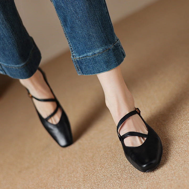 Comfortable brown leather pumps for women, offering support with a tapered heel