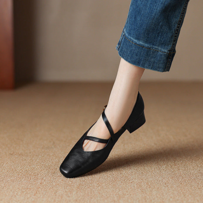 Black leather high heel pumps, a essential classic with a women's tapered heel