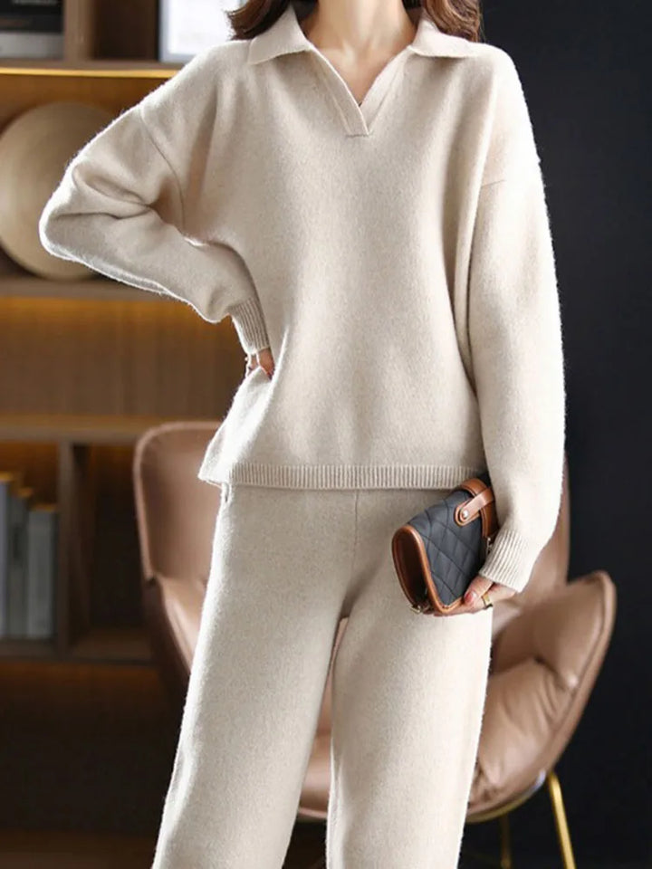 Cashmere blend knit lounge set for women, offering both style and ultimate comfort with two pieces
