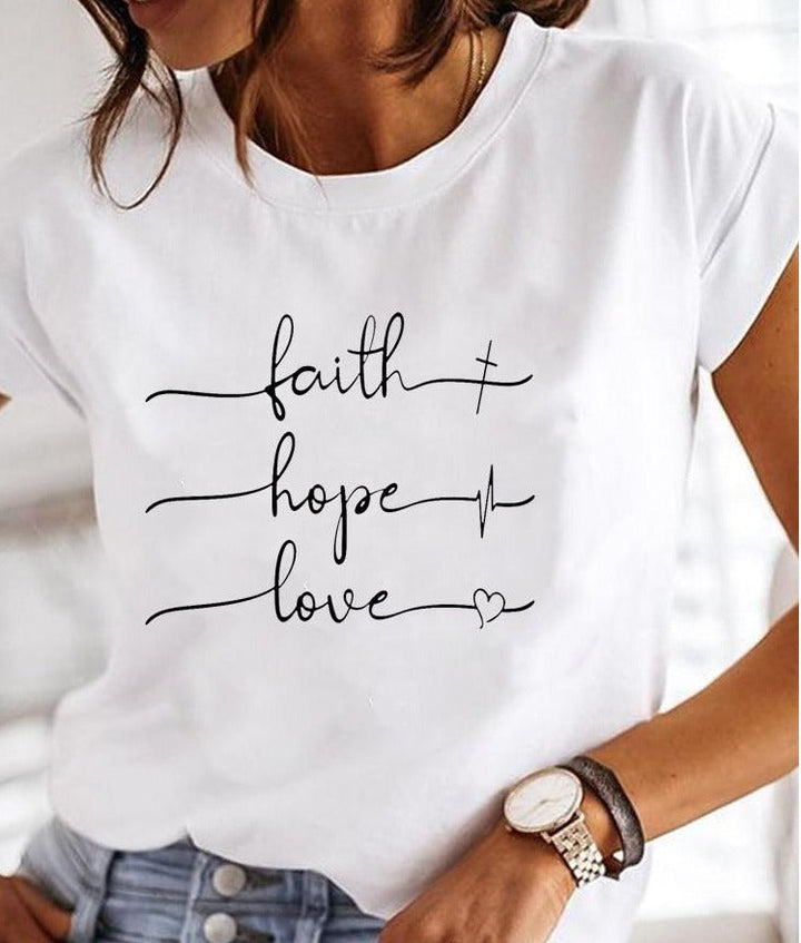 Fashionable women's crew neck top with a relaxed fit, great for comfortable summer style.