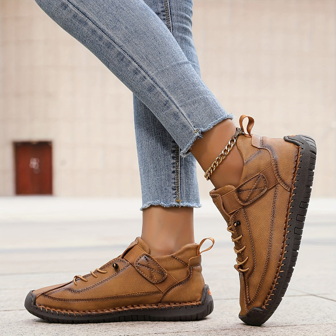 Blue women's comfortable orthopedic sneakers, perfect casual walking shoes with ankle support.