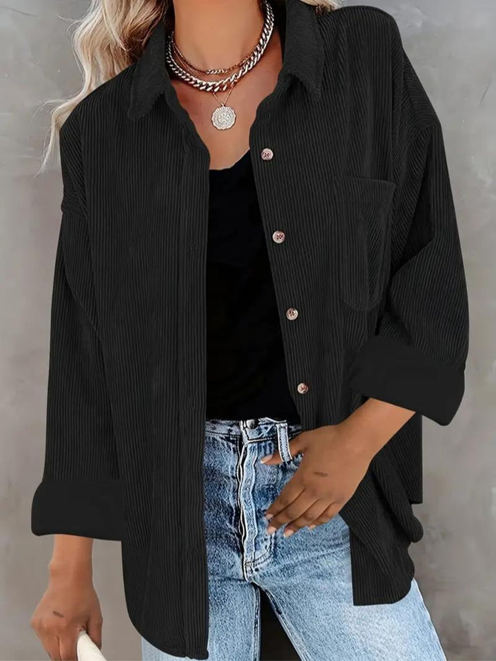 Relaxed fit corduroy overshirt for women, button-down front, perfect for casual layering