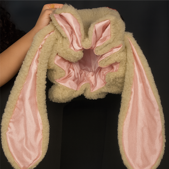 Premium soft women's bunny bonnet, ideal for ultimate cozy comfort, winter style, and a cute look.