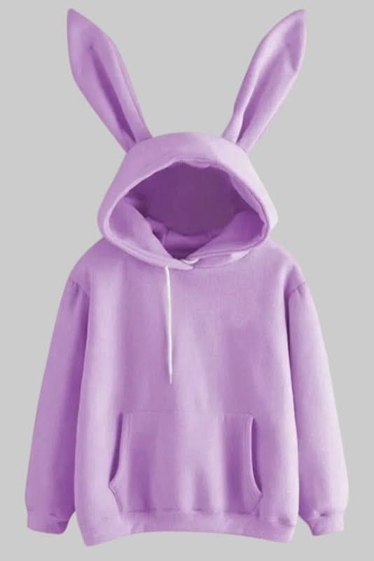 Women's 'Rabbit Ears' cozy hoodie, a comfortable & cute long sleeve top for everyday wear.