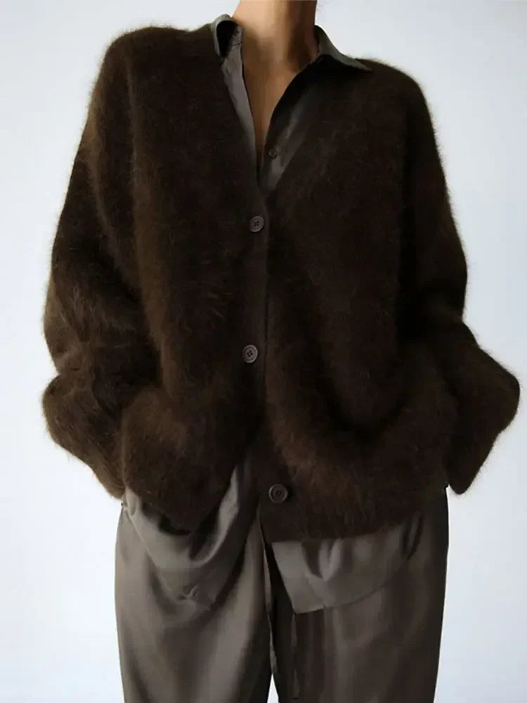 Soft faux cashmere oversized cardigan for women, ideal for cozy winter fashion layering