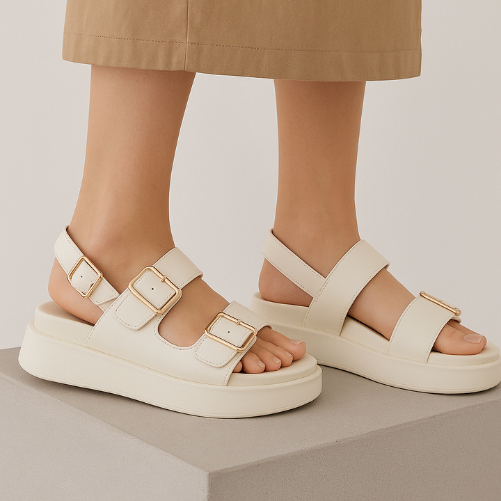 Stylish double buckle platform sandals for women, suitable for everyday wear